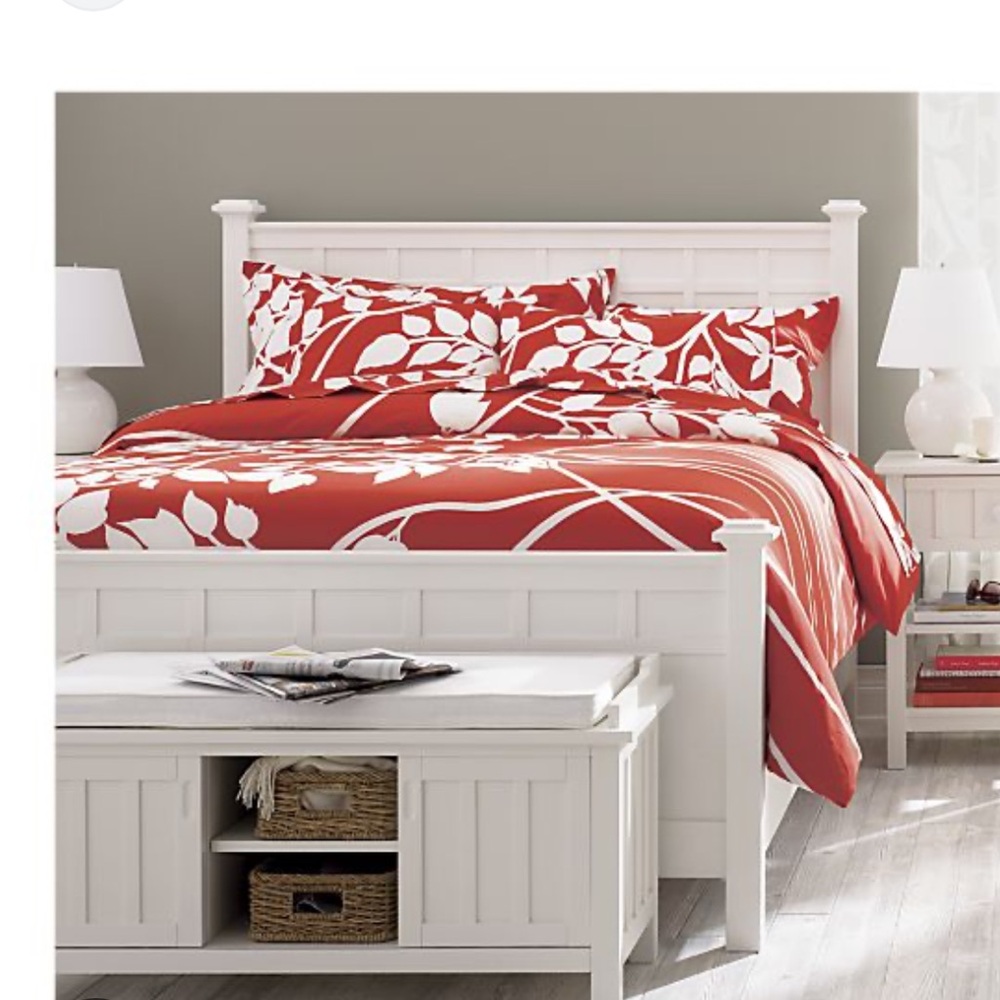 Set/4 CRATE & BARREL x Marimekko *Full* Madison Persimmon Sheets Fitted Flat